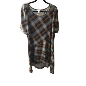 Brown and green plaid dress xl